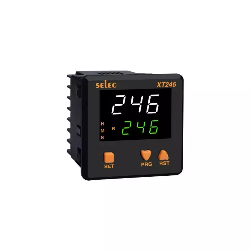 SELEC Multi Function Timer 3 Digit Dual Display (White + Green) 72 x 72 mm, XT246A