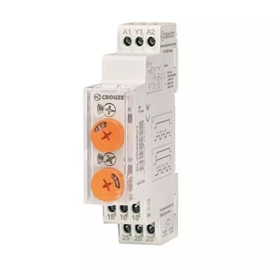 Crouzet Multi Function Digital Timer Screw 12 to 240 V AC, 12 to 240 V DC 1 Form C (SPDT-NO, NC), BL2R08MV1