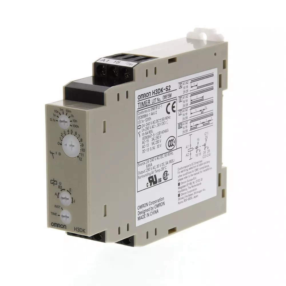 Omron Timer DIN-Rail Mounting Multi Range Multi Mode Timer 4 Modes 2 Output Relays 24 to 240 VAC/DC, H3DK6004B