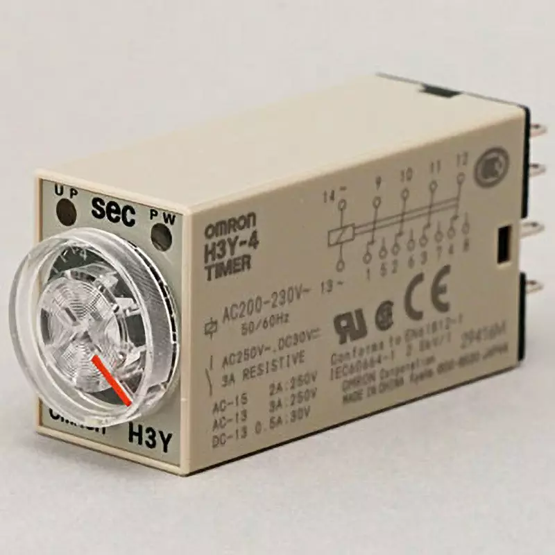Omron Solid State Timer Fixed Range Plug-in, H3Y-4 AC200-230 10S