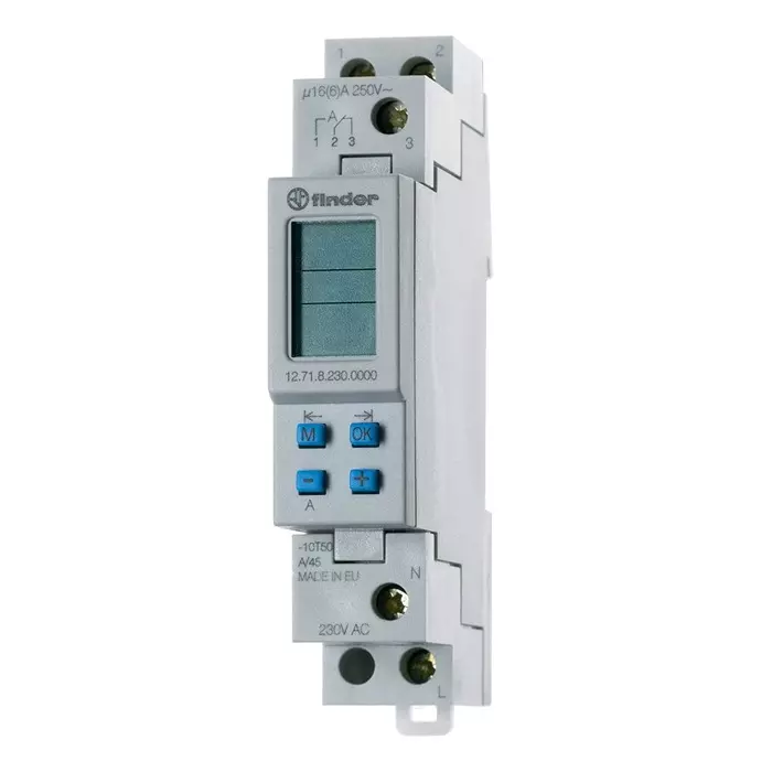 Finder Digital Time Switch DIN Rail 230 V AC 1-Channel, 12.71.8.230.0000