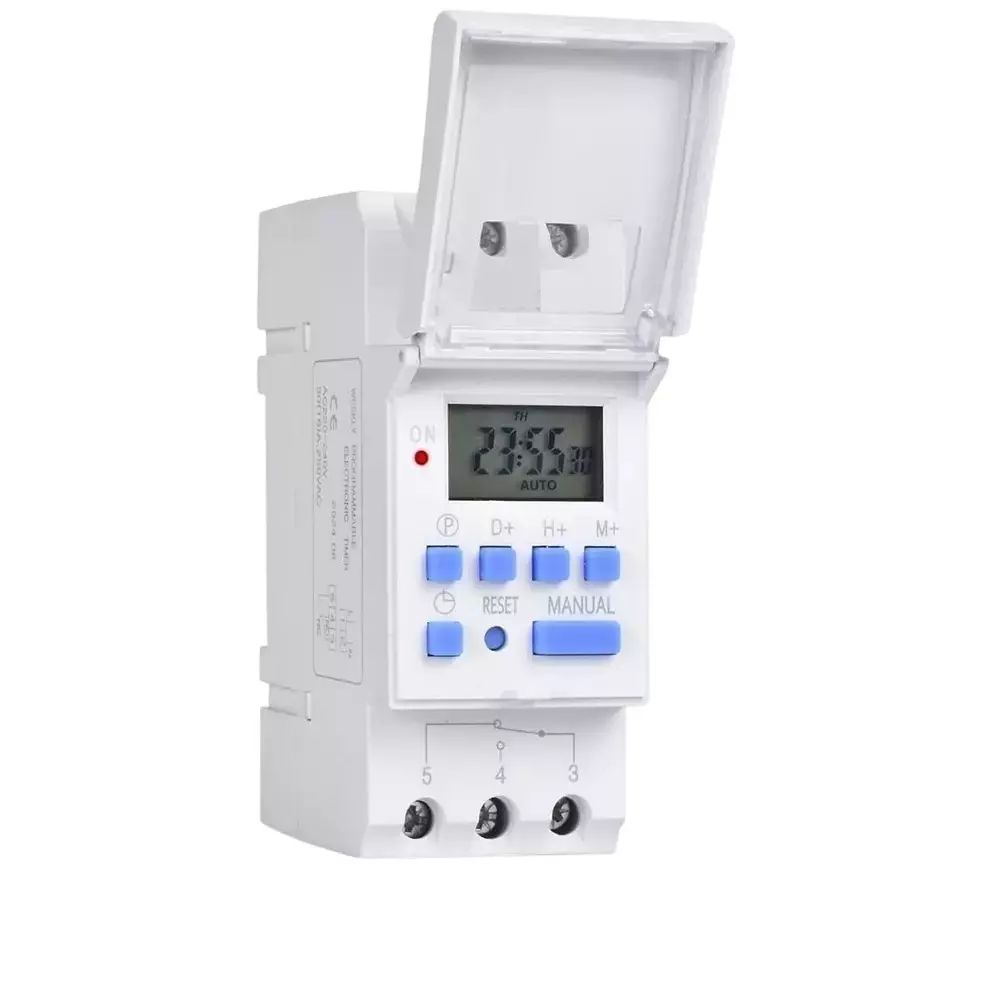 GENERIC DIN Rail Programmable Timer Switch 18 On/Off Settings with Digital LCD Display, HT-AHC-30A