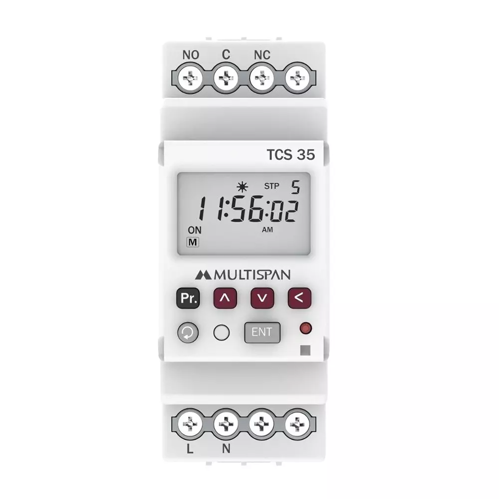 MULTISPAN Time Control Switch 230 AC ± 10% Voltage 1 C/O (NO-C-NC) Relay, TCS-35