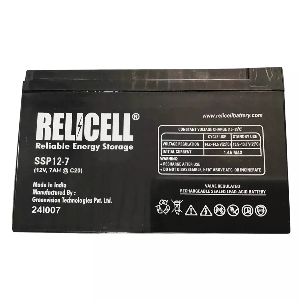 Relicell AGM VRLA UPS Battery Black 7 Ah Battery Capacity 12 V, SSP12-7