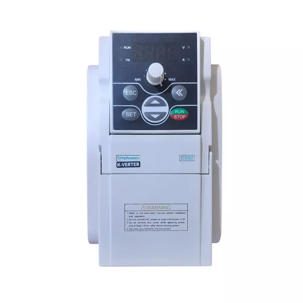 Simphoenix AC Drive E500 Series 3 Phase 380 V with 1.5 kW/2 HP Power and 4.5 A Output Current Rating, E500-4T0015(B)