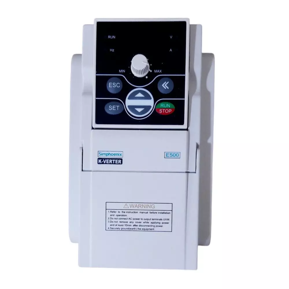 Simphoenix AC Drive E500 Series 3 Phase 380 V with 2.2 kW/3 HP Power and 5.5 A Output Current Rating, E500-4T0022(B)