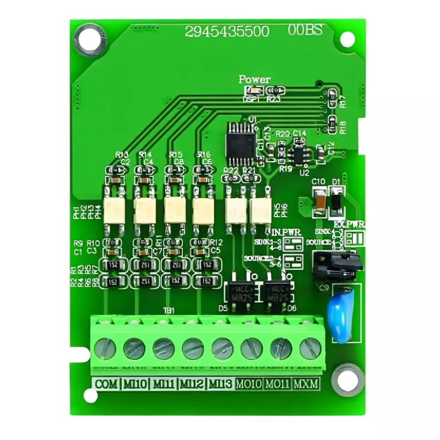 Delta Input Output Card Green Color Rectangular Shape with 4 Inputs and 2 Outputs for C2000+ Series, EMC-D42A
