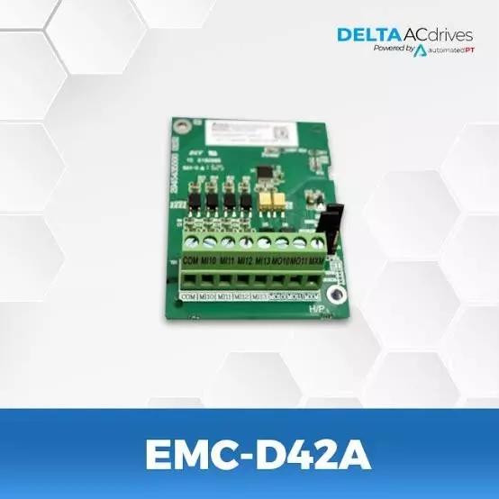 delta-input-output-card-green-color-rectangular-shape-with-4-inputs-and-2-outputs-for-c2000-series-emc-d42a
