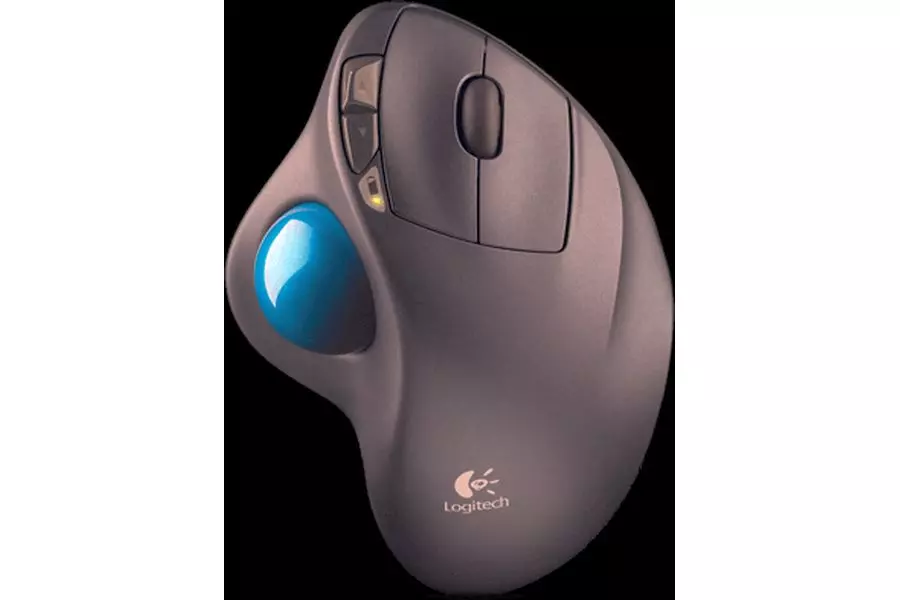 Logitech M570 Silver and Blue Wireless Trackball Mouse