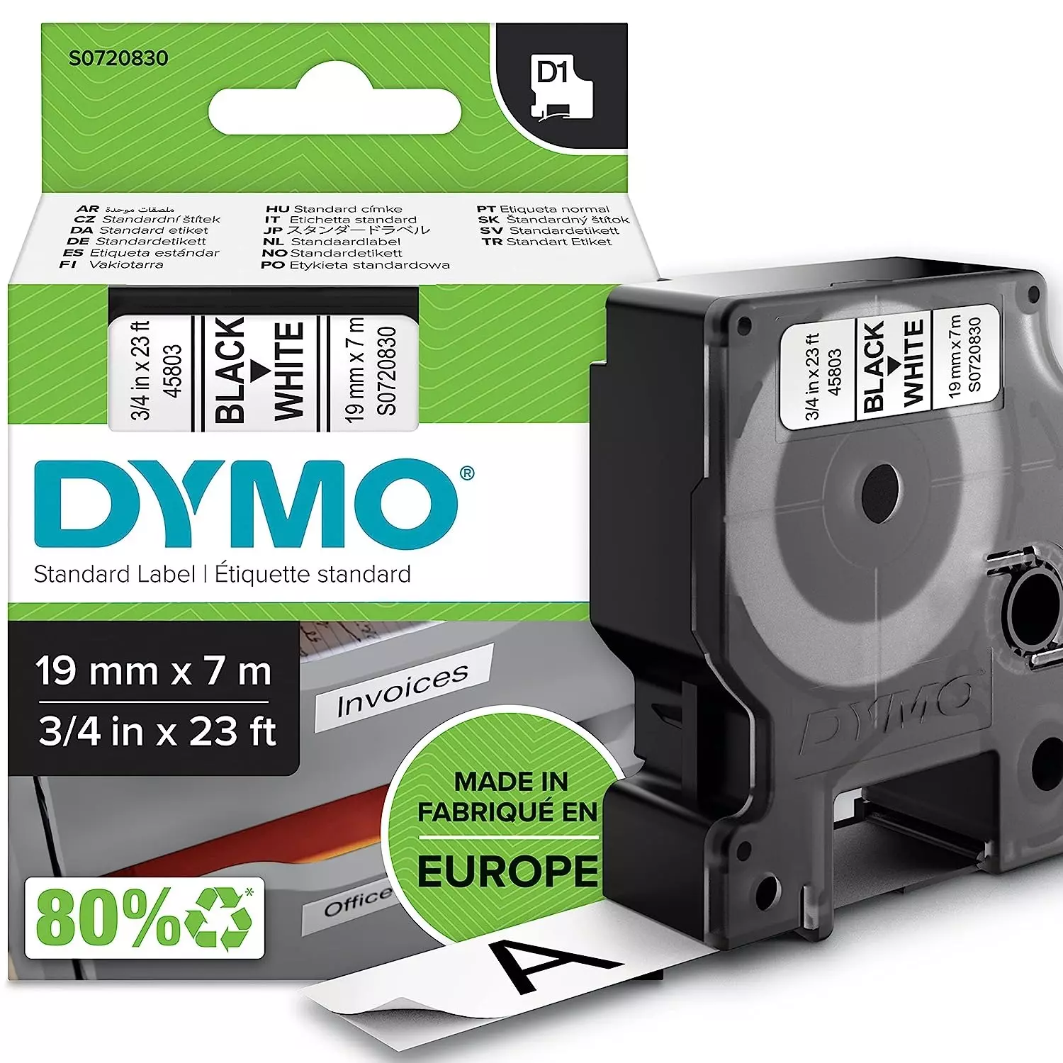thumbnail image 2 of DYMO Relief Adhesive Labels – Black, Made In Italy – For Boxes, Mail, Cabinets, Intercoms 2 of 6