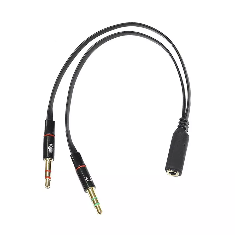 Gold-Plated 3.5mm Audio Y Splitter – 1 Female To 2 Male – 7 Inch Cable – New