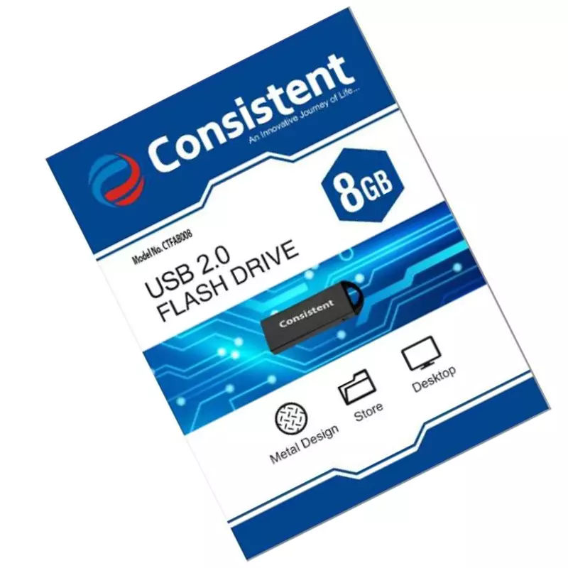 Consistent 8 GB USB 2.0 Silver Pen Drive, CTP10008