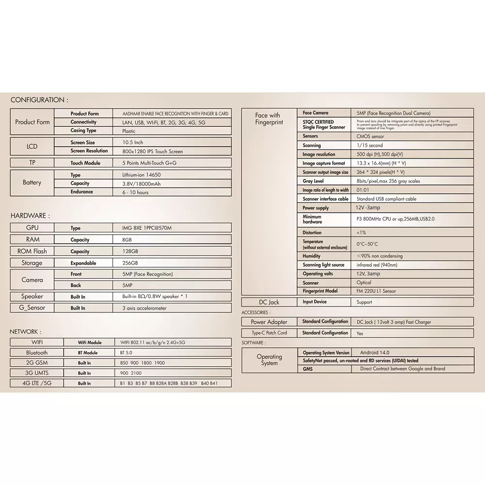 Realtime Aadhar Enable Face Recognition with Finger & Card 1/15 Sec Fingerprint Scanning Speed, T503F-L1