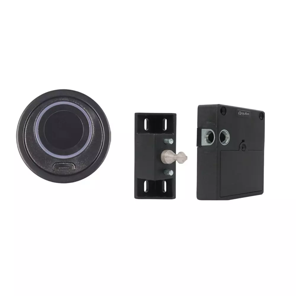 Quba Q Sense Digital Furniture Lock Jet Black Matt Finish for 16-25 mm Door Thickness, QS-004-FSLB