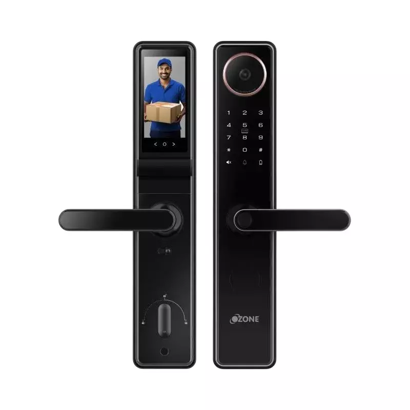 OZONE Smart Wi-Fi External Lock with Integrated HD Video Camera OzoLife App Black 35-110 mm Door Thickness, OZ-FDL-02-LIFE-NXT-i BLACK