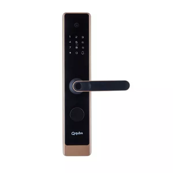 Quba Quad Pro Digital Main Door Lock 6 Way Access 3 Locking Bolt for 35-120 mm Door Thickness, Champagne Gold