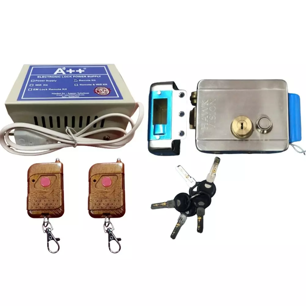 HawkVision Electronic Door Lock ‎Stainless Steel with 5 Computerized Keys, 2 Remote and 1 Power Supply