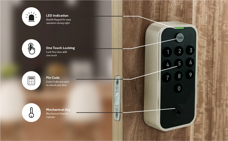 YALE TYE  Digital Lock 60 mm (2.36 inch) Backset Bluetooth, YTYE-SN