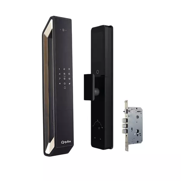 Quba Artis Digital Main Door Lock 8 Way Access Face and Palm Recognition for 40-120 mm Door Thickness, Gold