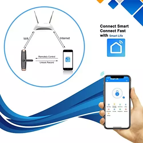 amiciSmart Biometric Door Lock WiFi Smart Lock Smartlife App ‎4 AA Batterie Compatible with Multiple Unlock Options, Fingerprint Unlocking, 1xBSC-SMT-DRLK-N