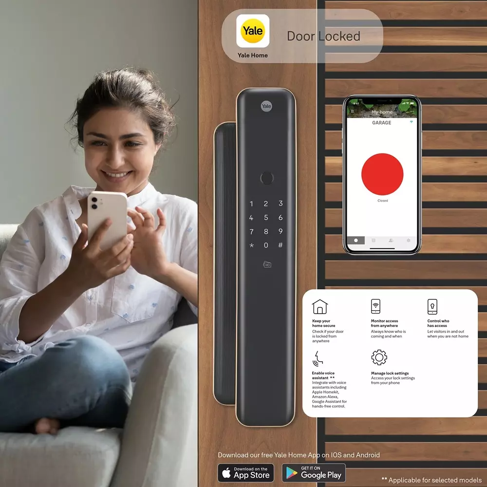 YALE Luna Pro Smart Lock With Face Scan 60 mm (2.36 inch) Backset Bluetooth 2 Keys