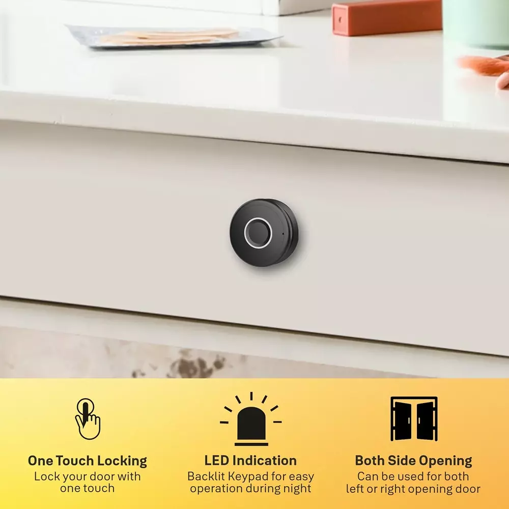 YALE Smart Premium Wardrobe Lock 16-20 mm Door Thickness ABS Back Panel LED Light & Sound Black, YLDRPC-BL