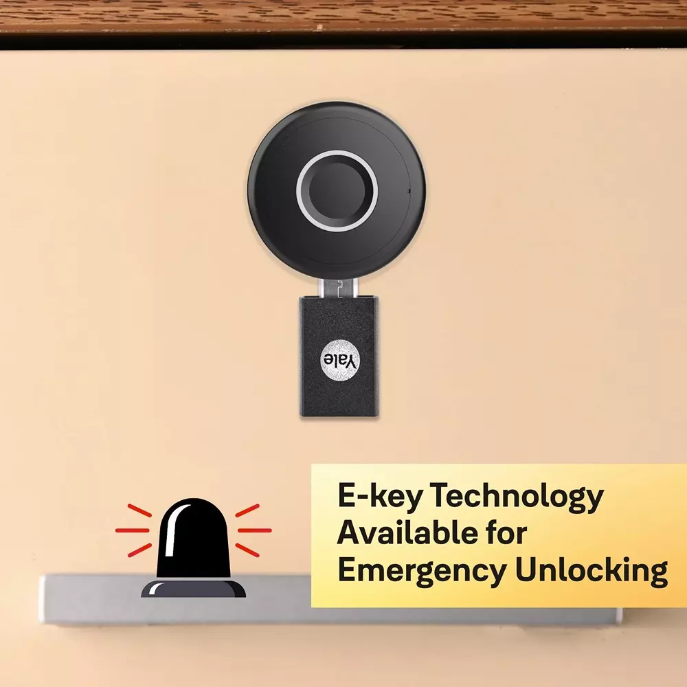 YALE Smart Premium Wardrobe Lock 16-20 mm Door Thickness ABS Back Panel LED Light & Sound Black, YLDRPC-BL
