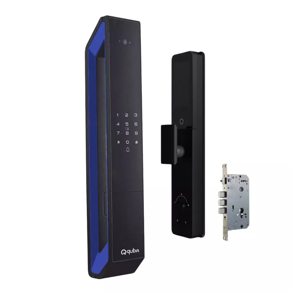 Quba Artis Digital Main Door Lock 8 Way Access Face and Palm Recognition for 40-120 mm Door Thickness, Blue