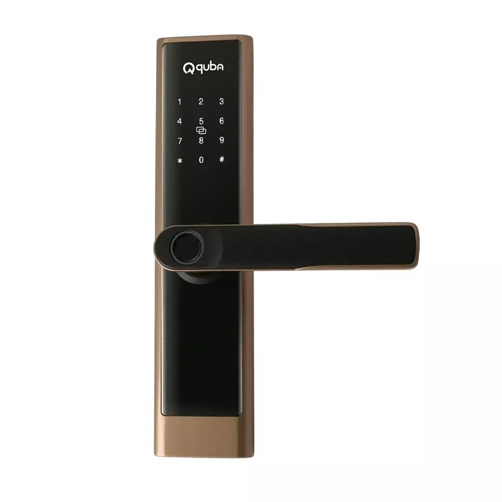 Quba Qraft Digital Main Door Lock 5 Way Access 1 Bolt Mechanism for 30-65 mm Door Thickness, LM Gold