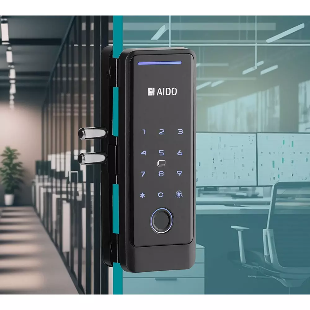 AIDO XL-C Digital Door Lock with Fingerprint, RFIDCard, PIN Code, Mechanical Key for 8-12 mm Door Thickness, XL-C 4609