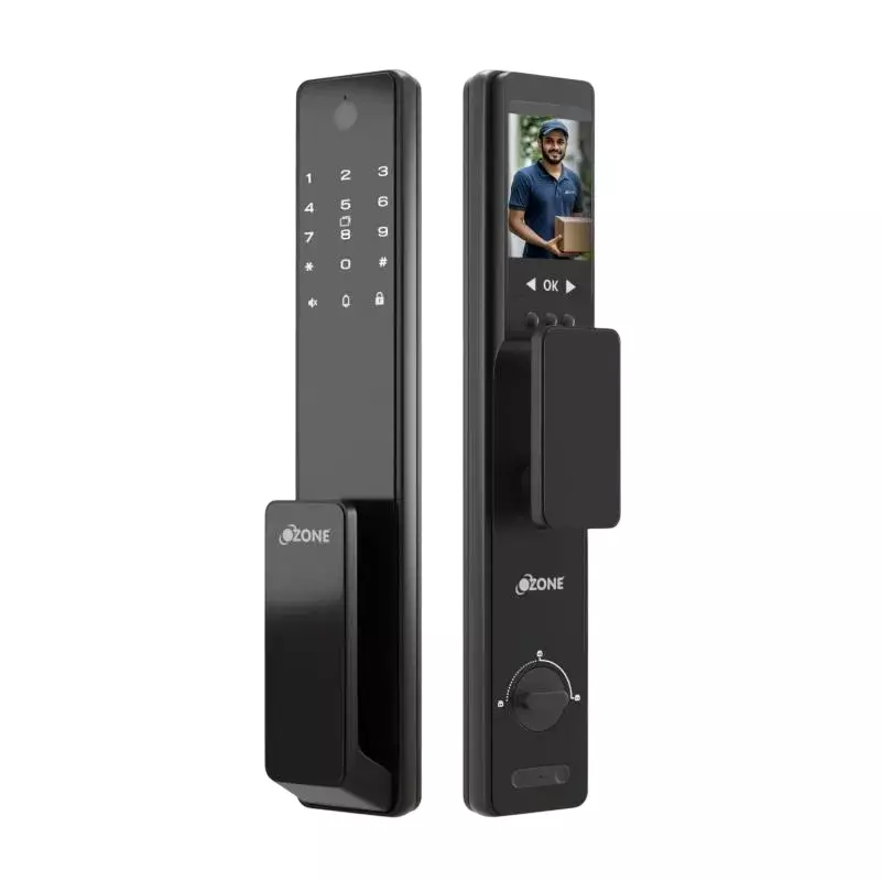 OZONE Smart Wi-Fi External Lock with Integrated HD Video Camera OzoLife App Black 40-100 mm Door Thickness, OZ-FDL-02-LIFE NXT PLUS-i