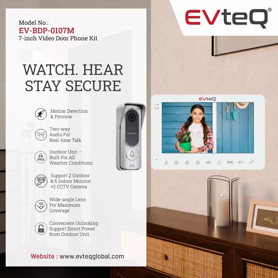 EVTeq Video Door Phone with Memory 178 mm (7 inch) Screen Size 1 MP Camera LCD Digital Display, EV-BDP-0107M