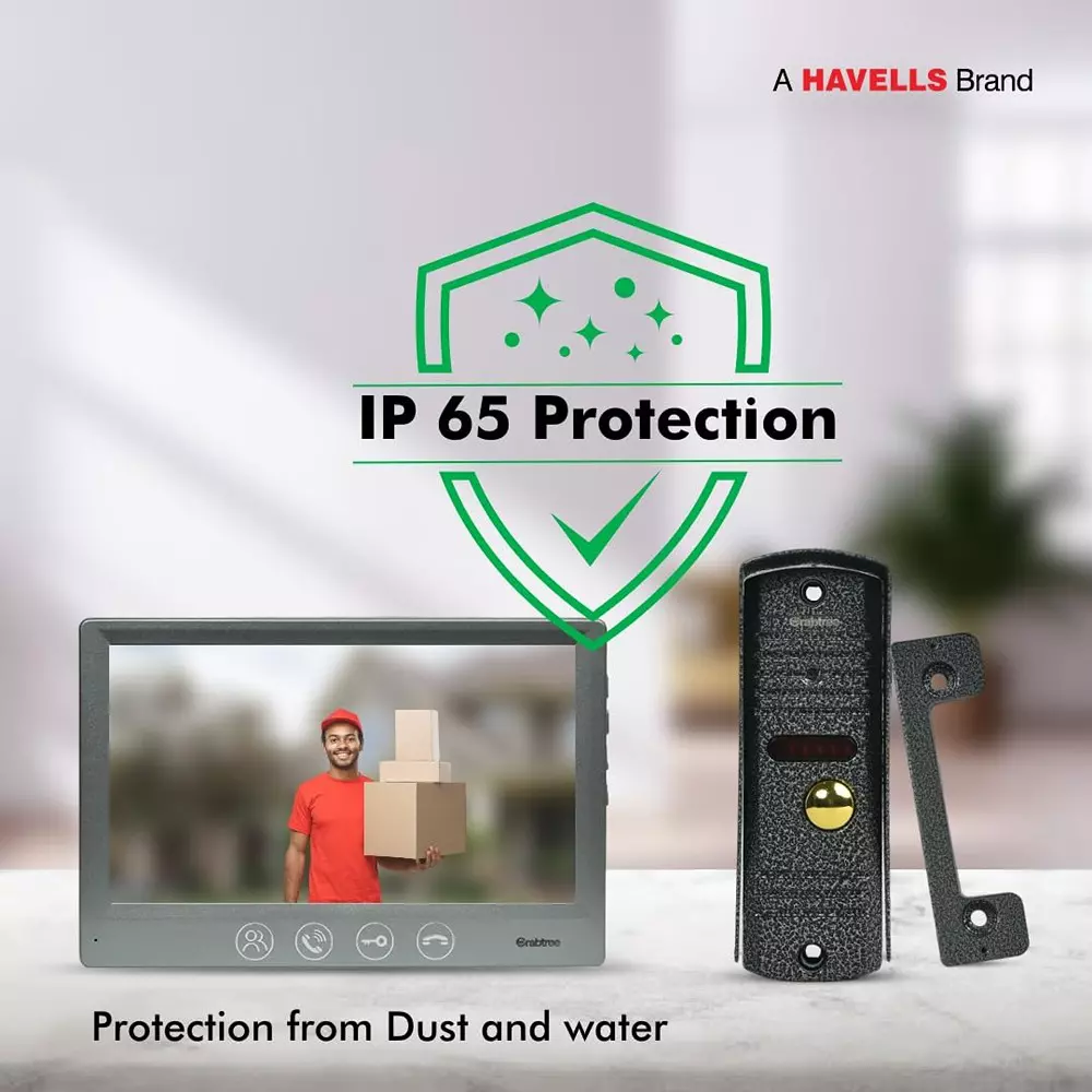 Havells Wi-Fi + Wired Video Intercom Kit Battery Powered with IP65 Rating and 160° View Angle, ACSVK006