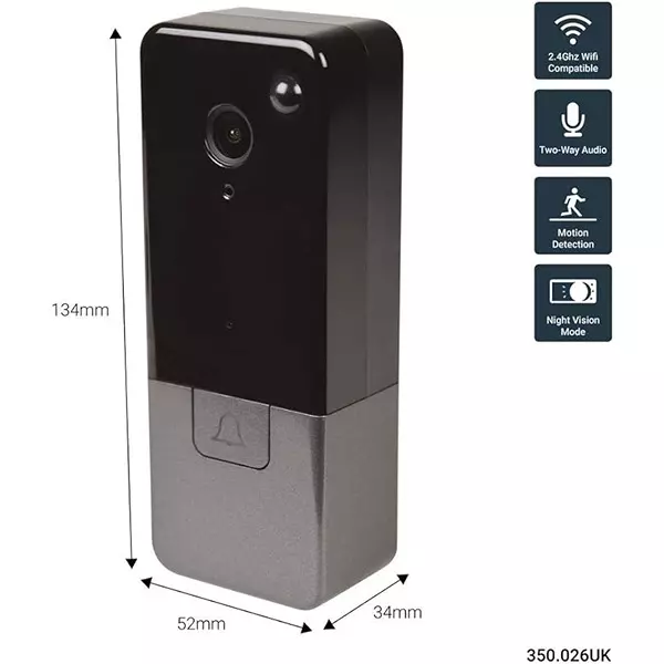 Havells Wi-Fi Video Doorbell With Access Control Battery Powered with IP65 Rating and 160° View Angle, ACSVK005