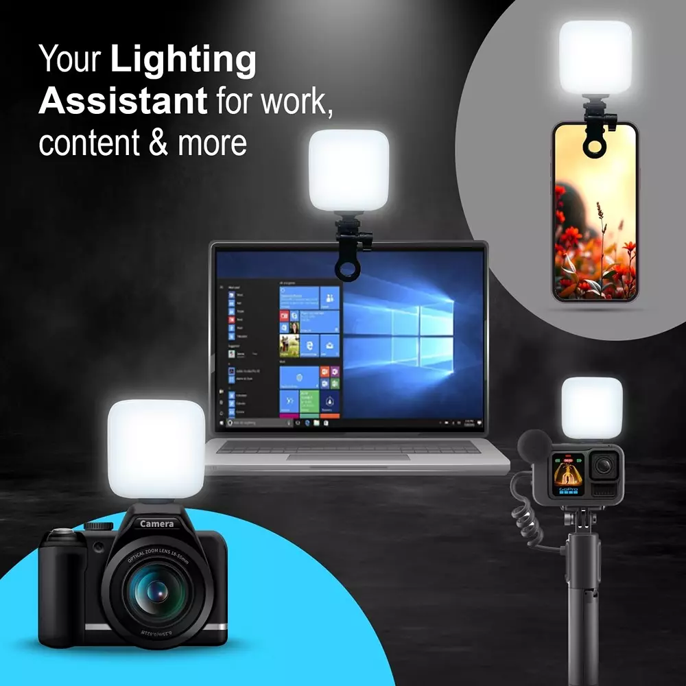 Techmaven LED Video Light Black & White Type C USB Port 2 Hours Battery Life 1500 mAH Battery Capacity, TS-SLR-M88