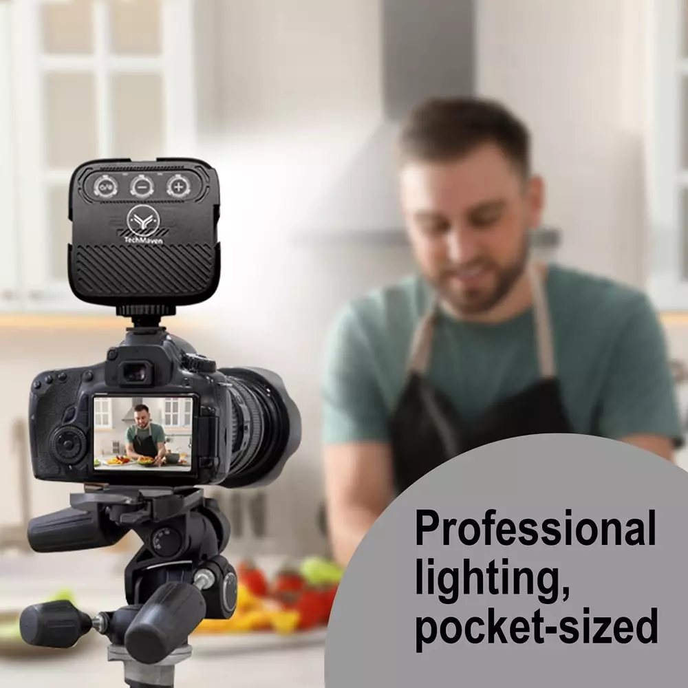 Techmaven LED Video Light Black & White Type C USB Port 2 Hours Battery Life 1500 mAH Battery Capacity, TS-SLR-M88
