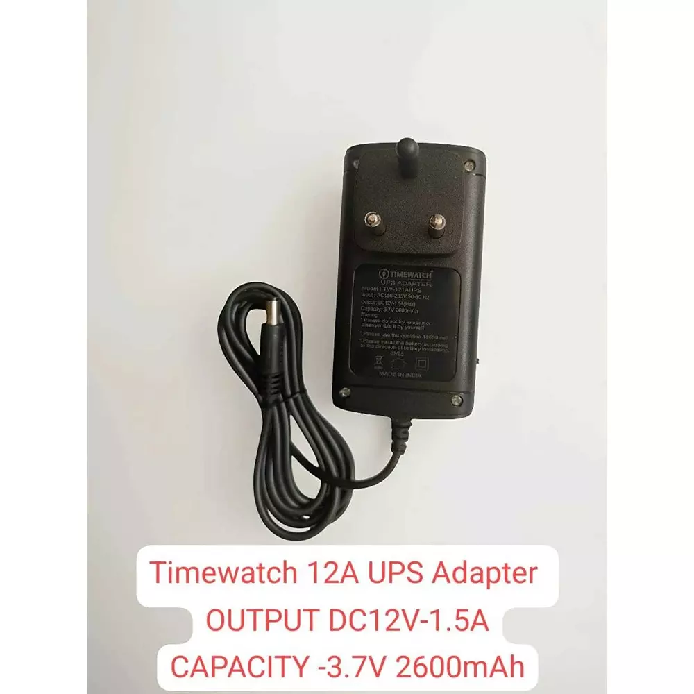 timewatch-2600-mah-battery-backup-adapter-with-18650-cell-2-3-hours-charging-time-and-12-w-output-power-tw12a-ups