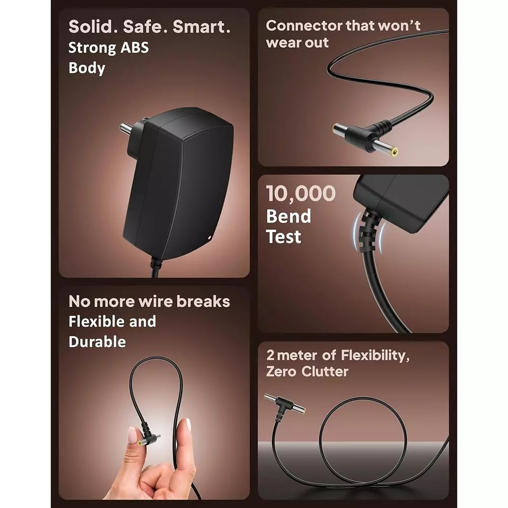 FEDUS AC Adapter PVC 12 V 2.5 A DC Power Supply 90-240 V Input Voltage with 2 m Cord Length, FE-12V 2.5AMP