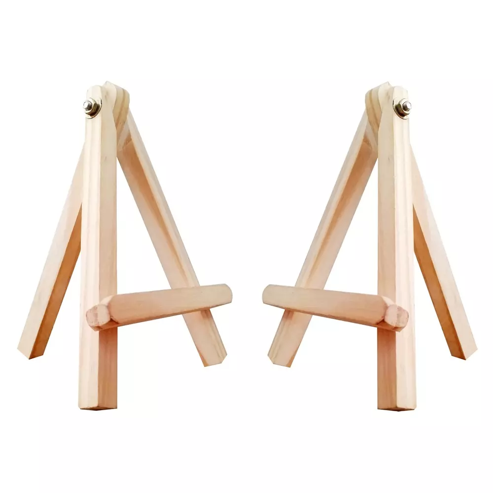 EDUWAY Mini Wooden Easel Tripod Stand ‎Modern 20 cm (8 inch) (Pack of 2)