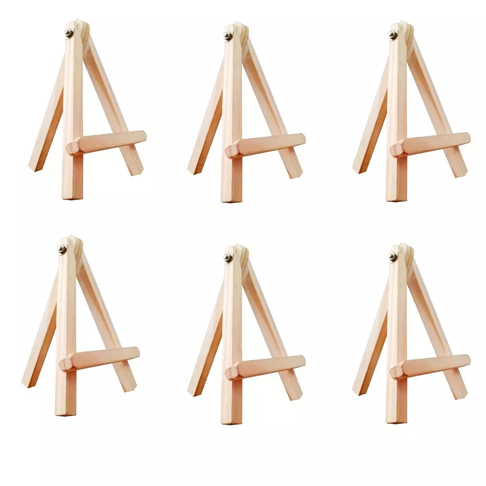 EDUWAY Mini Wooden Easel Tripod Stand ‎Modern 25 cm (10 inch) (Pack of 6)