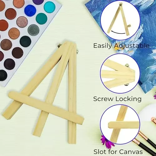 EDUWAY Mini Wooden Easel Tripod Stand ‎Modern 20 cm (8 inch) (Pack of 8)