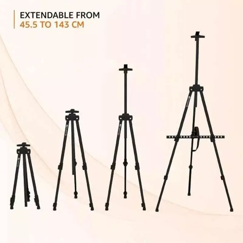 Truesnap Tripod 5 ft (1.52 m) Easel Aluminium Alloy Black for Professional Artists, Event Display, Painting & Advertisement, TS-DE-101
