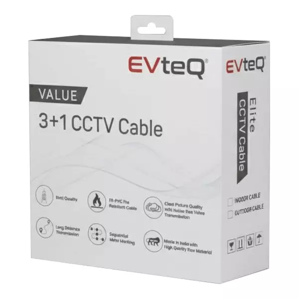 EVTeq CCTV Cable VALUE Series 90 m Cable Length Polyethylene Solid Dielectric Core Type Black Color, EV-A31-A-090MV