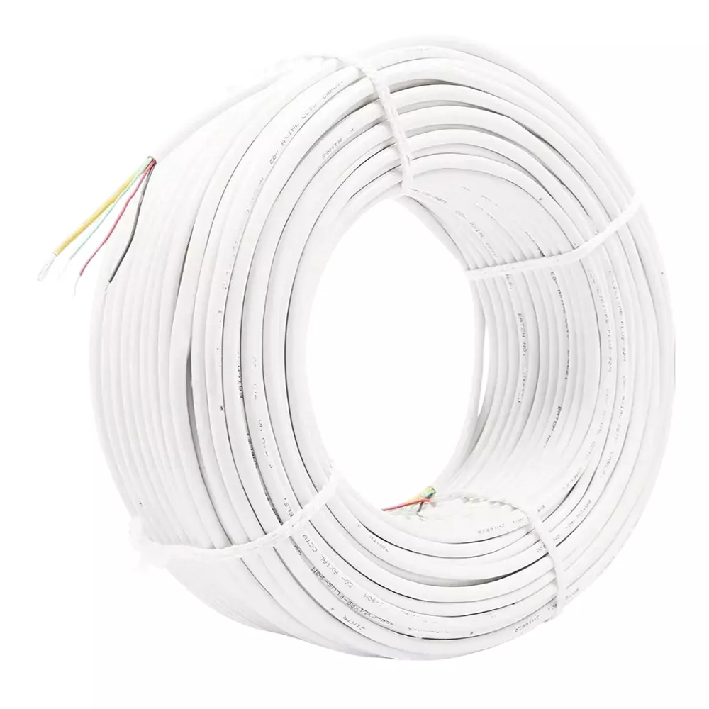 EVTeq 3+1 CCTV Cable Fresh PVC Copper 90 m Box Packing White for CCTV Camera Use, EV-A31-C-090YVP