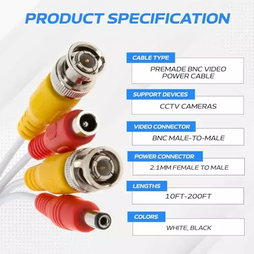 PremiumAV Tubros Star 3+1 CCTV Cable 90 m Combo Wire for DVR, Surveillance Cameras Outdoor & Indoor Use