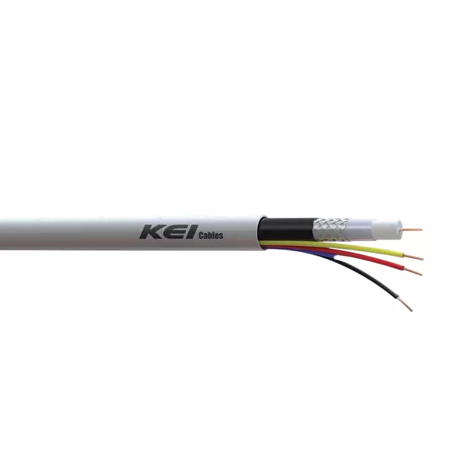 KEI CCTV Cable 3+1 Core 100 m Grey High Density Polyethylene Insulation 75 ± 3 Ω Characteristic Impedance with RG-59