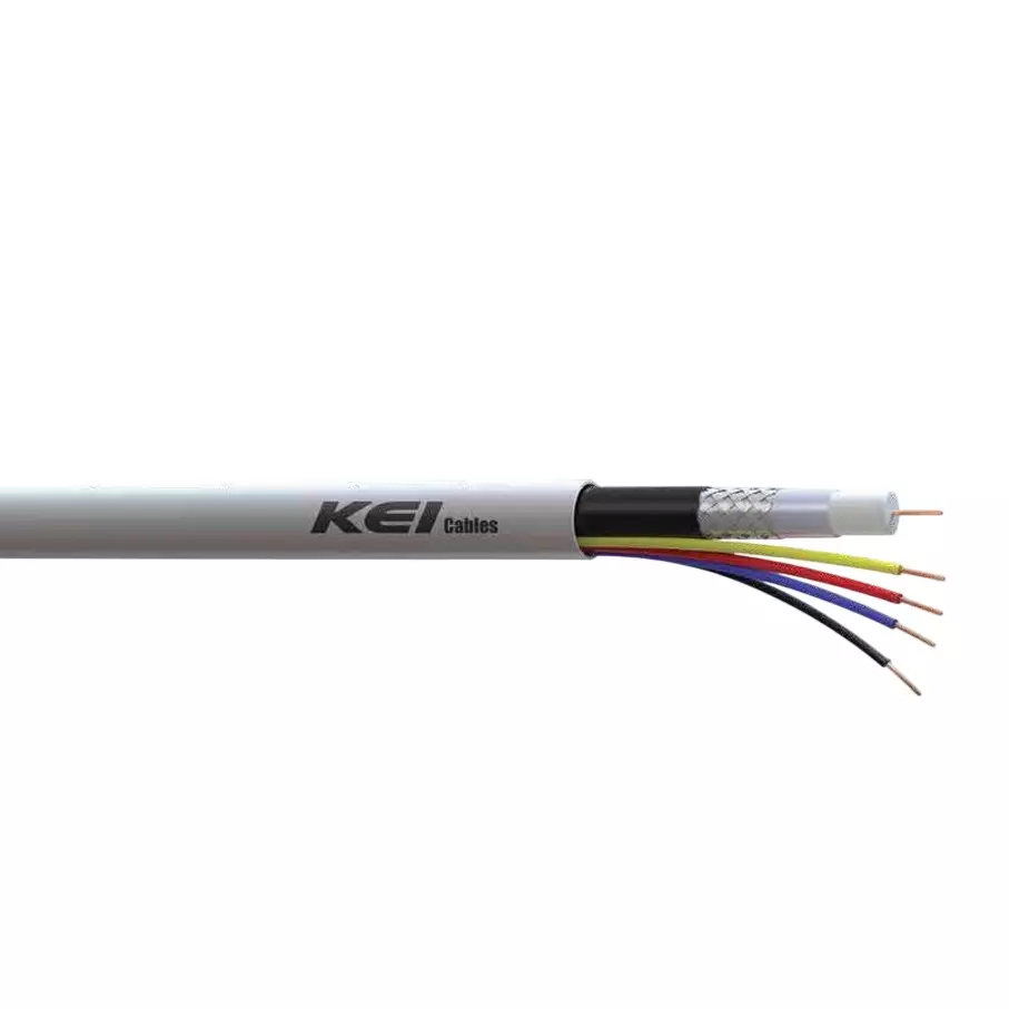 KEI CCTV Cable 4+1 Core 100 m Grey High Density Polyethylene Insulation 75 ± 3 Ω Characteristic Impedance