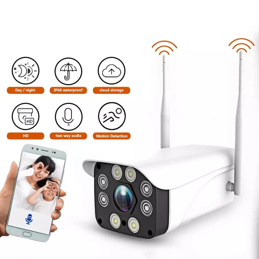 Mayumi Wireless IP Bullet CCTV Security Camera Corded Electric 2 MP Android White for Indoor Use