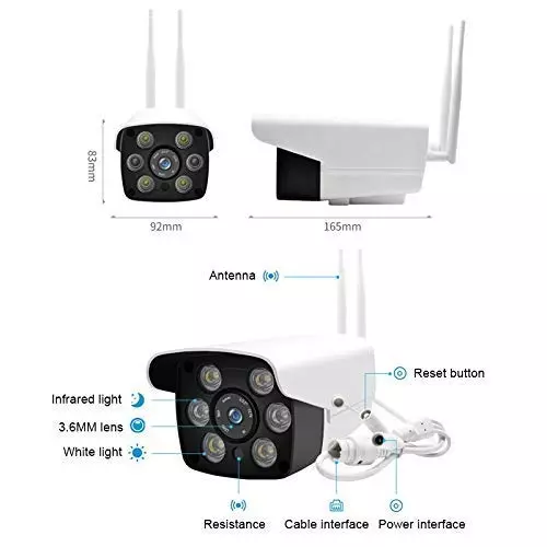 Mayumi Wireless IP Bullet CCTV Security Camera Corded Electric 2 MP Android White for Indoor Use