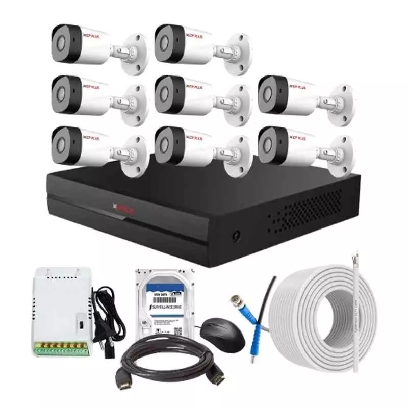 CP PLUS CCTV Combo Kit 2.4 MP Full HD Audio Indoor & Outdoor with 8 Channel DVR 8 Bullet Camera, 8 Channel SMPS, 70 m Copper Cable 2 TB HDD & Connectors